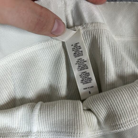 Skims High Rise Stretch Cotton Rib Legging Bone Size Small - Picture 8 of 9